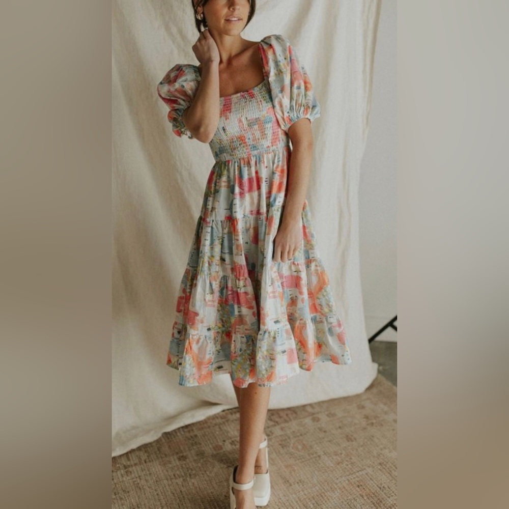 Henly PuffSleeve MultiColor Dress